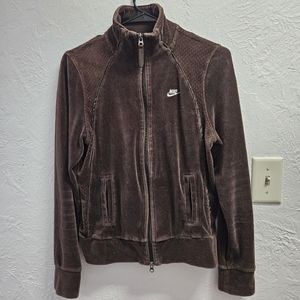 Vintage Nike Velour Brown Y2K Track Jacket